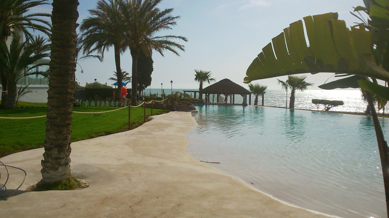 Gran piscina tipo playa reformada